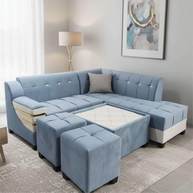 Sky Blue Designer Sofa Set